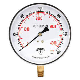 Pct331 Winters Pressure Gauge 4-1/2 Dial Size Silver