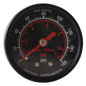 Pem1408-cd Winters Pressure Gauge 2 Dial Size Black