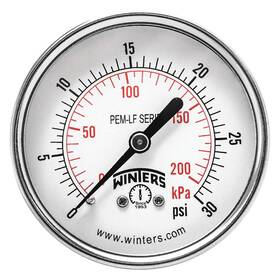 Pem1437lf Winters Gauge Pressure 2-1/2 Inch To 30 Psi 36tv86
