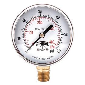 Pem213lf Winters Gauge Pressure To 60 Psi 2-1/2 Inch 20jn28