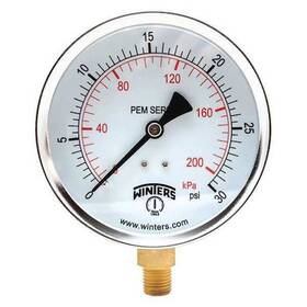 Pem221 Winters Economy 4 Inch 0-30 Psi/kpa 1/4 Npt Btm Dial Size Steel