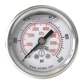 Pfq1229 Winters Industrial Pressure Gauge To 1 000 Psi 1/2 In Dial 1/8