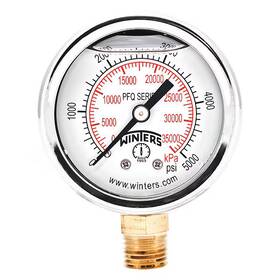 Pfq2473 Winters Industrial Pressure Gauge To 5 000 Psi 2 In 1/4 Npt Bottom