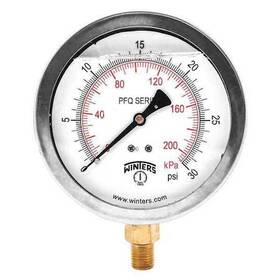 Pfq709 Winters Qual Ss/br Gauge 4 Inch 1/4 Lm 0-30 Psi/kpa Dial Size Aisi 304