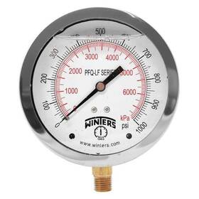 Pfq724lf Winters Pressure Gauge 0-1000 Psi 4 In Dial 1/4 Npt Bottom Glycerin Filled