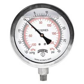 Pfq762-dry Winters Industrial Compound Gauge 30 To Psi 4 In Dial 1/4
