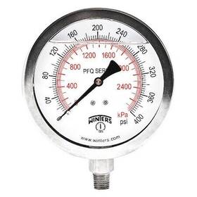 Pfq775-dry Winters Pressure Gauge To 400 Psi 1/4 In Mnpt Silver