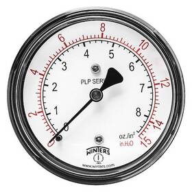 Plp340 Winters Low Pressure Gauge To 15 Psi 2 1/2 In Dial 1/4 Npt
