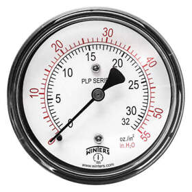 Plp342 Winters Pressure Gauge 2-1/2 Dial Size Black