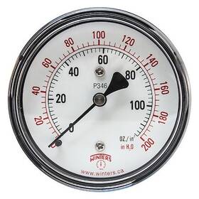Plp346 Winters Low Pressure Gauge To 200 Psi 2 1/2 In Dial 1/4 Npt