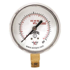 Pwl2721 Winters Pressure Gauge 2 Dial Size Brass