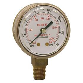 Pwl2724 Winters Welding Regulator Pressure Gauge To 200 Psi 2 In Dial 1/4