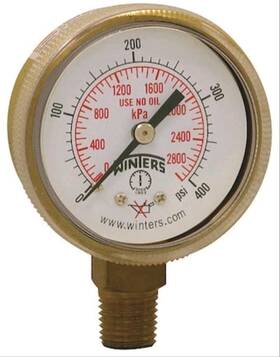 Pwl2726 Winters Welding Regulator Pressure Gauge To 400 Psi 2 In Dial 1/4