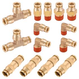 Rp1-1 Xaxmtee Rp1-1/4-14pcs 14 Pcs 1/4 Inch Brass Dot Air Line Fittings Kit 1/8 Push Lock Fitti