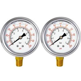 2507310xx-pga-y Ysil 0100 Psi Glycerin Low Pressure Gauge 2.5 Inch Stainless Steel 1/4 Npt 2pcs