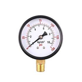 Yzm 313100690652 Industrial Pressure Gauge Black Steel Case Dual Scale With Brass