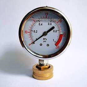 Yzm 644824376448 Stainless Steel 304 Single Scale Liquid Filled Pressure Gauge With Brass Interna