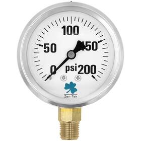 Zenport 700112234880 Glycerin Liquid Filled Pressure Gauge 200 Psi - 10 Pack