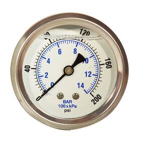 Blpg200 Zenport 710465575639 Glycerin Liquid Filled Pressure Gauge 0-200 Psi Silver - 3 Pac