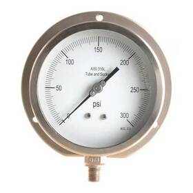 11a531 Zoro Select Panel-mount Pressure Gauge To 300 Psi 4 1/2 In Dial 1/4