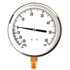 18c742 Zoro Select Compound Gauge -30 To 60 In Hg/psi 1/4 Mnpt