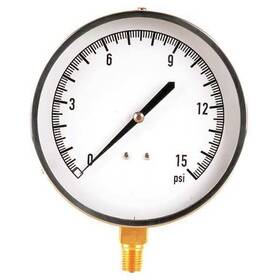 18c746 Zoro Select Industrial Pressure Gauge To 15 Psi 4 1/2 In Dial 1/4