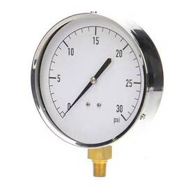 18c747 Zoro Select Industrial Pressure Gauge To 30 Psi 4 1/2 In Dial 1/4 Npt Bottom