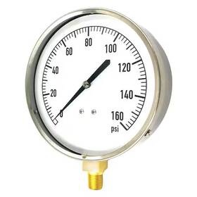 18c750 Zoro Select Industrial Pressure Gauge To 160 Psi 4 1/2 In Dial 1/4 Npt Bottom