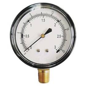 18c786 Zoro Select Pressure Gauge To 100 In Wc 1/4 Mnpt Steel Black