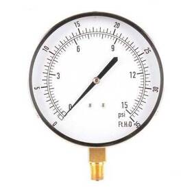 18c808 Zoro Select Pressure Gauge To 15 Psi 1/4 In Mnpt Stainless Steel