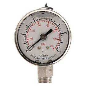 4cff8 Zoro Select Pressure Gauge To 100 Psi 1/4 In Mnpt Stainless Steel