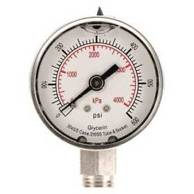 4cfg4 Zoro Select Pressure Gauge 0 To 600 Psi 1/4 In Mnpt Stainless Steel