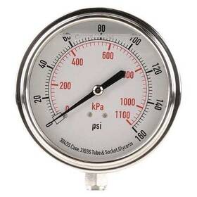 4cfk1 Zoro Select Pressure Gauge To 160 Psi 1/4 In Mnpt Stainless Steel