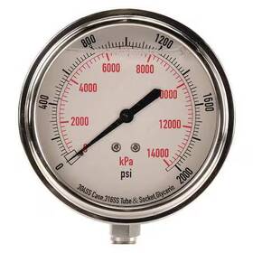 4cfk7 Zoro Select Commercial Pressure Gauge To 2 000 Psi 3 1/2 In Dial 1/4 Npt
