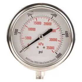 4cfk9 Zoro Select Commercial Pressure Gauge To 5 000 Psi 3 1/2 In Dial 1/4 Npt