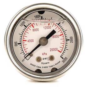 4cfn4 Zoro Select Commercial Pressure Gauge To 3 000 Psi 1 1/2 In Dial 1/8 Npt