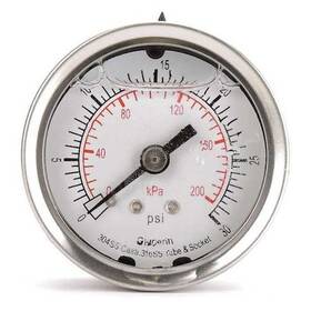 4cfn8 Zoro Select Commercial Pressure Gauge To 30 Psi 1/4 In Mnpt 2 Dial