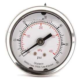 4cfn9 Zoro Select Pressure Gauge To 60 Psi 1/4 In Mnpt Stainless Steel