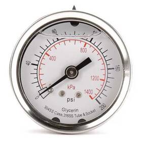 4cfp3 Zoro Select Commercial Pressure Gauge To 200 Psi 2 In Dial 1/4 Npt Center Back