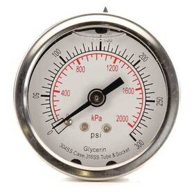 4cfp4 Zoro Select Commercial Pressure Gauge To 300 Psi 1/4 In Mnpt 2 Dial