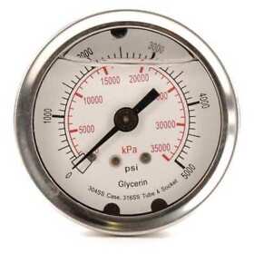 4cfr1 Zoro Select Pressure Gauge 0 To 5000 Psi 1/4 In Mnpt Stainless Steel