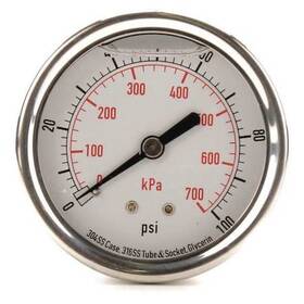 4cfr6 Zoro Select Commercial Pressure Gauge To 100 Psi 2 1/2 In Dial 1/4