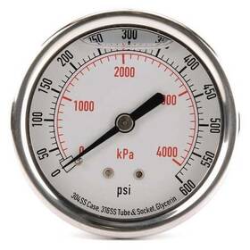 4cfu2 Zoro Select Commercial Pressure Gauge To 600 Psi 2 1/2 In Dial 1/4