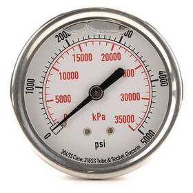 4cfu6 Zoro Select Commercial Pressure Gauge To 5 000 Psi 2 1/2 In Dial 1/4
