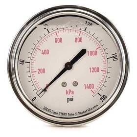 4cfv4 Zoro Select Commercial Pressure Gauge To 200 Psi 1/4 In Mnpt 3-1/2