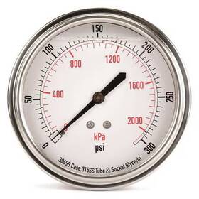 4cfv5 Zoro Select Commercial Pressure Gauge To 300 Psi 3 1/2 In Dial 1/4 Npt Center Back