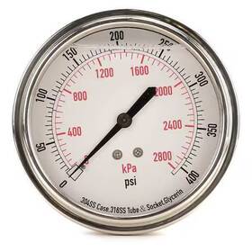 4cfv6 Zoro Select Commercial Pressure Gauge To 400 Psi 3 1/2 In Dial 1/4