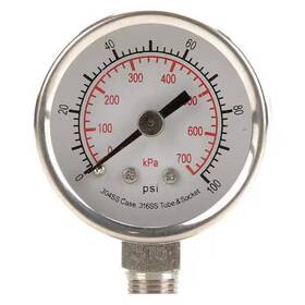 4fmj2 Zoro Select Commercial Pressure Gauge To 100 Psi 1 1/2 In Dial 1/8 Npt Bottom