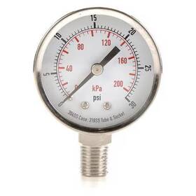 4fmk5 Zoro Select Commercial Pressure Gauge To 30 Psi 2 In Dial 1/4 Npt Bottom Location