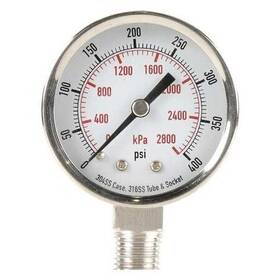 4fml2 Zoro Select Pressure Gauge To 400 Psi 1/4 In Mnpt Stainless Steel